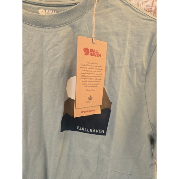 Fjallraven Women's Organic Cotton T Shirt Graphic Print Sage Green Size L - Picture 4 of 5
